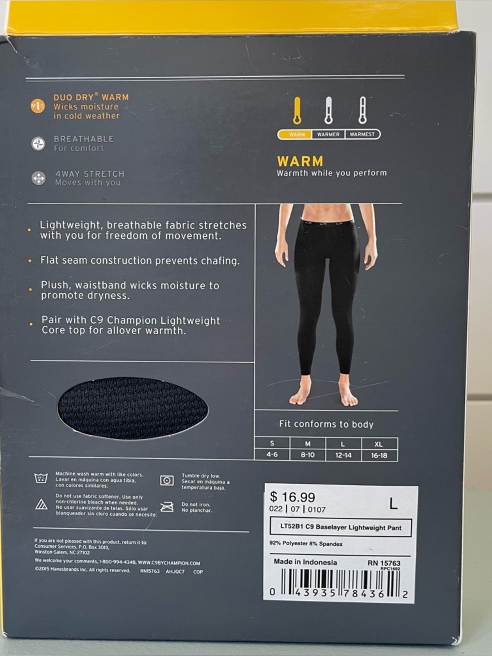 Champion Grey Lightweight Baselayer Pants long underwear breathable - Picture 2 of 2